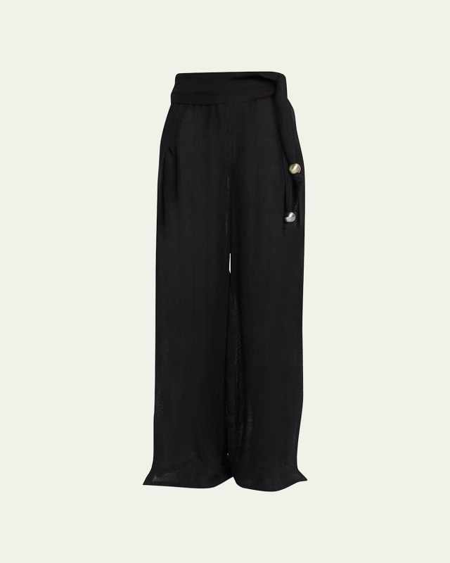 Cotton-Gauze Open-Side Pants